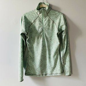 Nike Pro Women's Half Zip Sage Green/Gray Long-Sleeved Base Layer sz Small